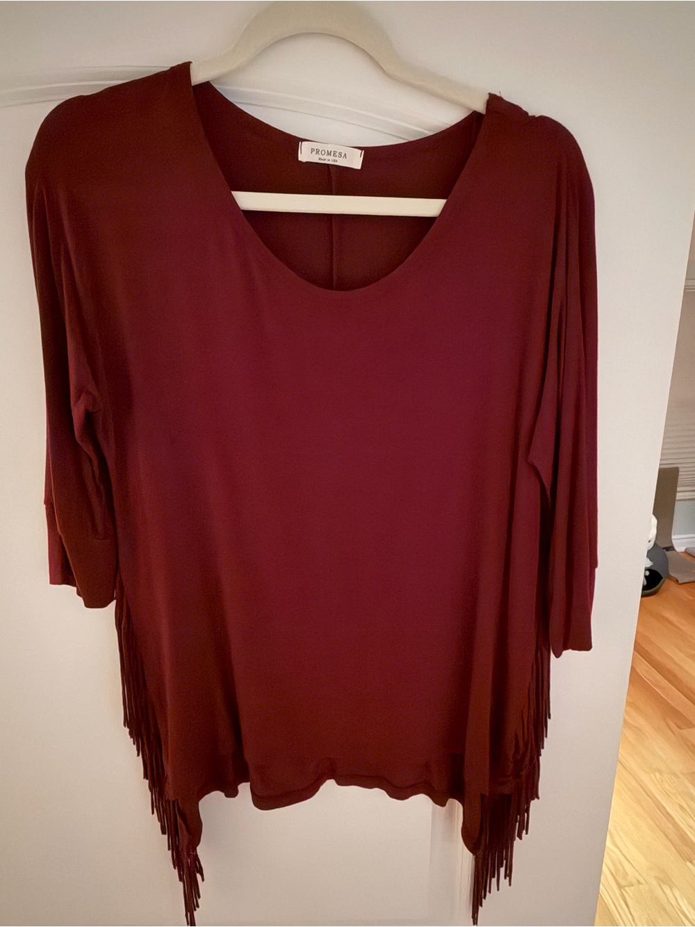 Promesa Women's Fringe Tunic Top - Wine